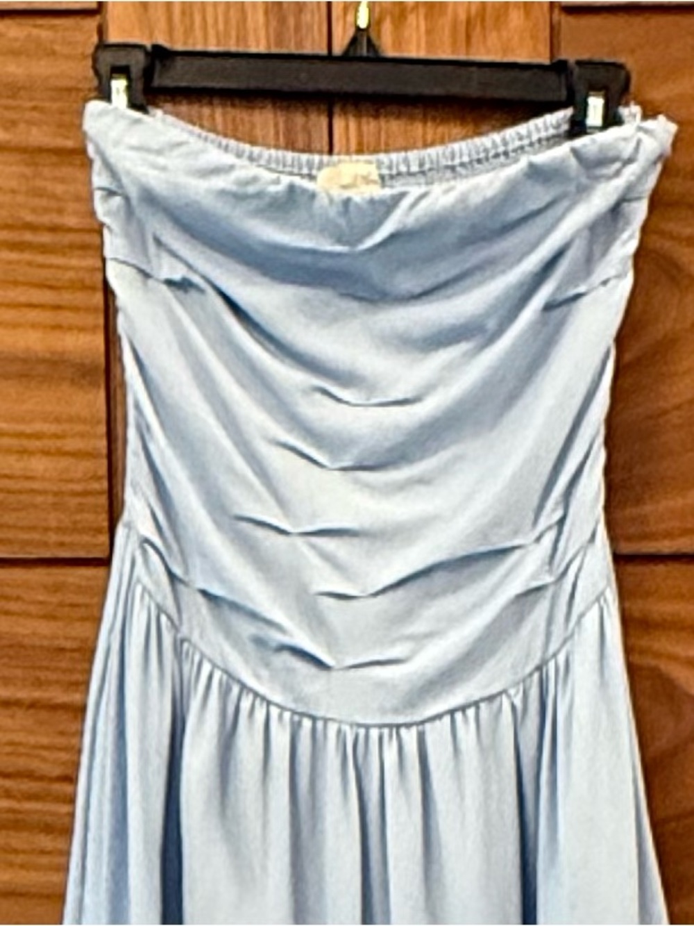 Universal Thread Ruched Smocked Maxi A-Line Linen Blue Dress - Sz S - Picture 4 of 7